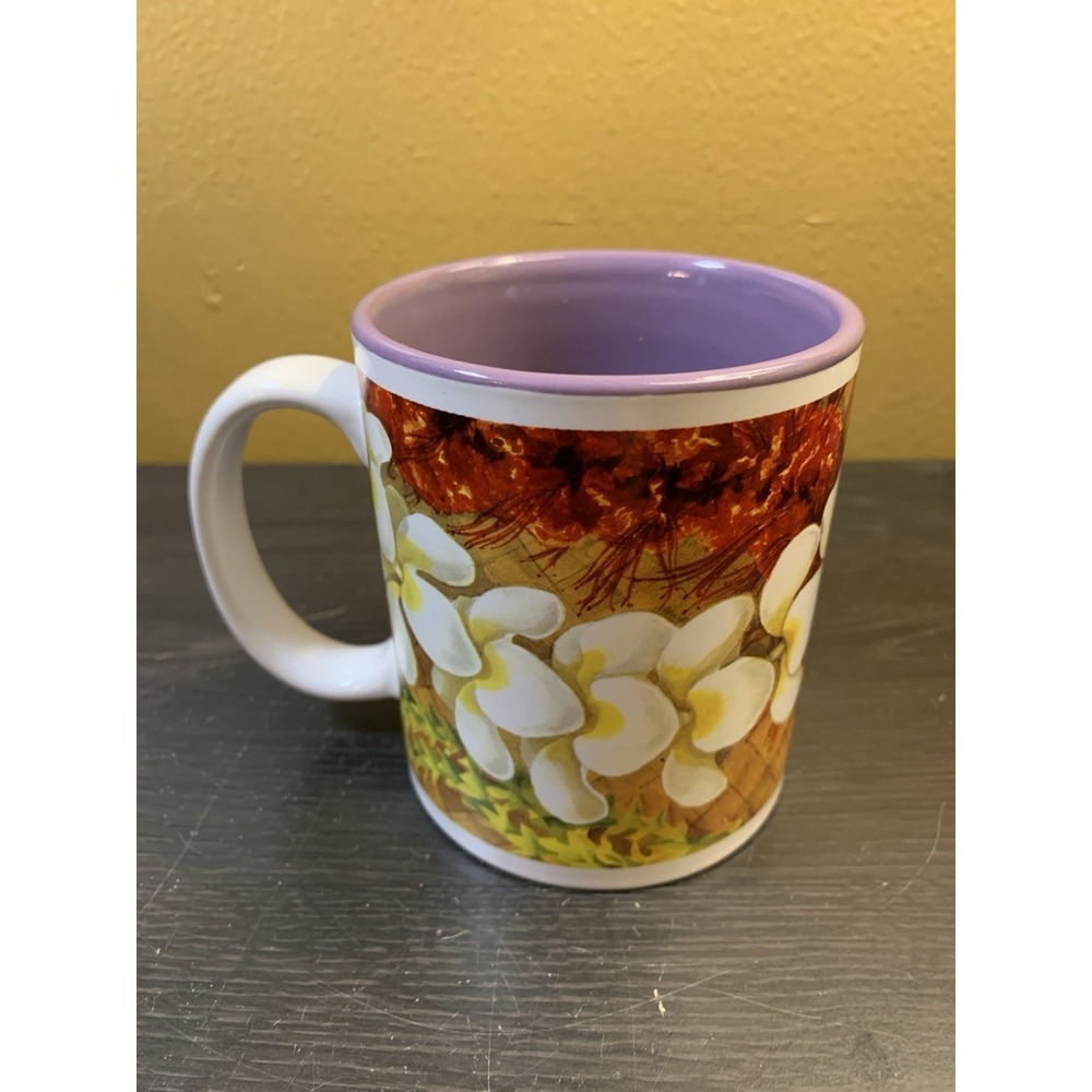 Island Heritage Hawaiian Lei Floral Purple Coffee Drink‎ Mug 4"
